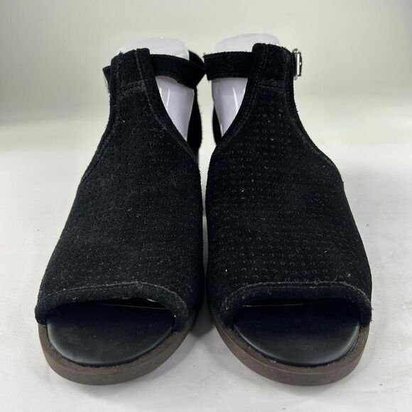 Koolaburra Ugg Ashland Perforated Suede Peep toe US 9 Bootie Sandal Stacked Heel - Picture 2 of 11